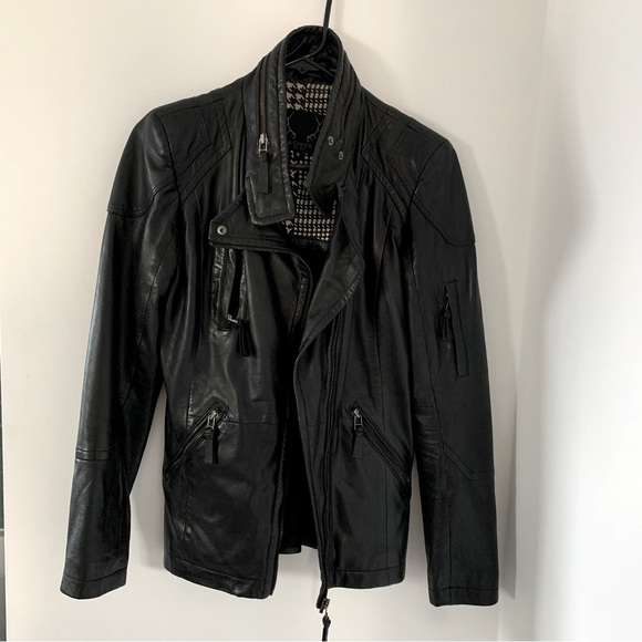 Bod & Christensen Black Leather Moto Jacket S - Picture 1 of 10